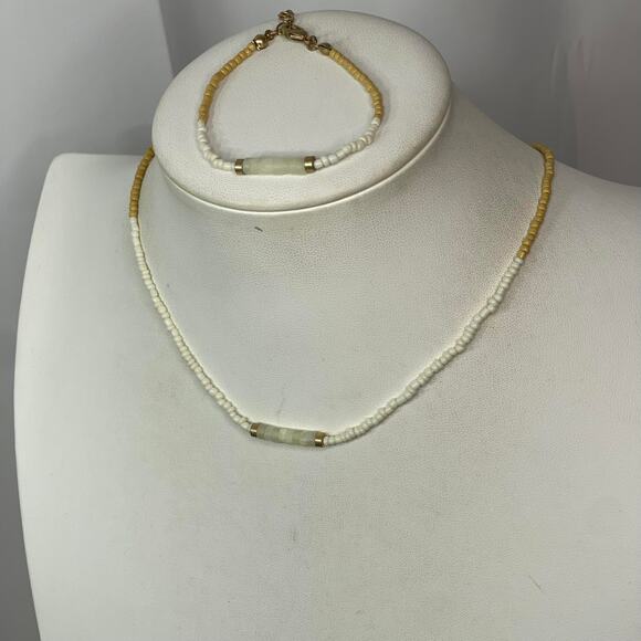Plunder set bracelet and necklace signed costume jewelry natural neutral boho - Picture 1 of 12